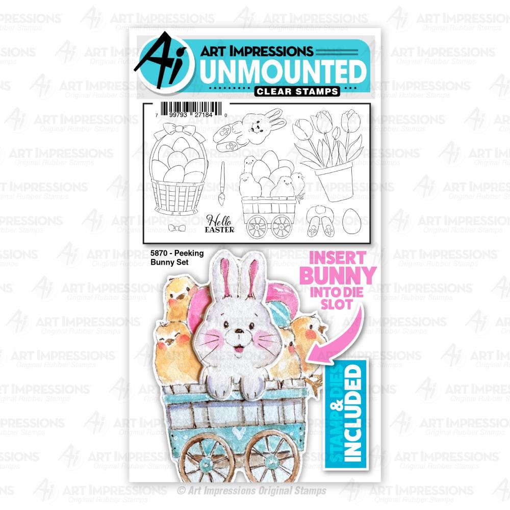Art Impressions Holiday Stamp & Die Set -  Peeking Bunny  Art Impressions Holiday Stamp & Die Set -  Peeking Bunny
