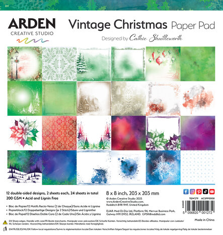 Arden Creative Studio - Vintage Christmas 8x8 Inch Paper Pad