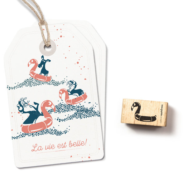 cats on appletrees - Stempel Gummitier Flamingo klein