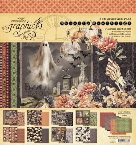 Graphic 45 - Ghostly Greetings 8x8 Inch Collection Pack  Graphic 45 - Ghostly Greetings 8x8 Inch Collection Pack