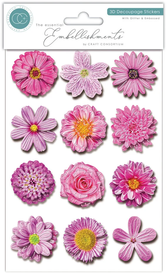 Craft Consortium - 3D Decoupage Stickers Flowers