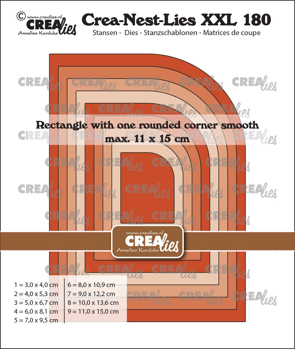 Crealies • Crea-Nest-Lies XXL Cutting Die Rectangle With One Rounded Corner Smooth