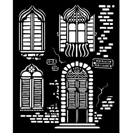 Stamperia -  Venice City of Art Thick Stencil 20x25cm Windows