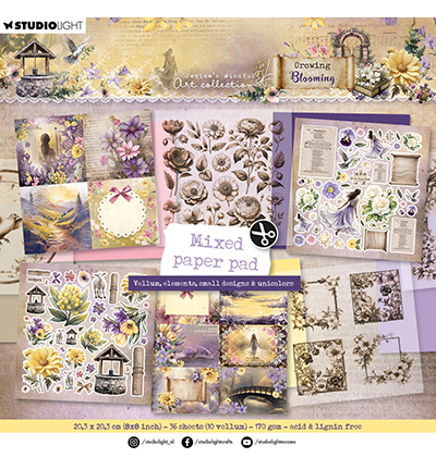 SL - Mixed Paper Pad Vellum, unicolor & elements Growing & Blooming nr.322