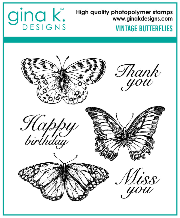 Gina K Designs - STAMPS- Vintage Butterflies Gina K Designs - STAMPS- Vintage Butterflies
