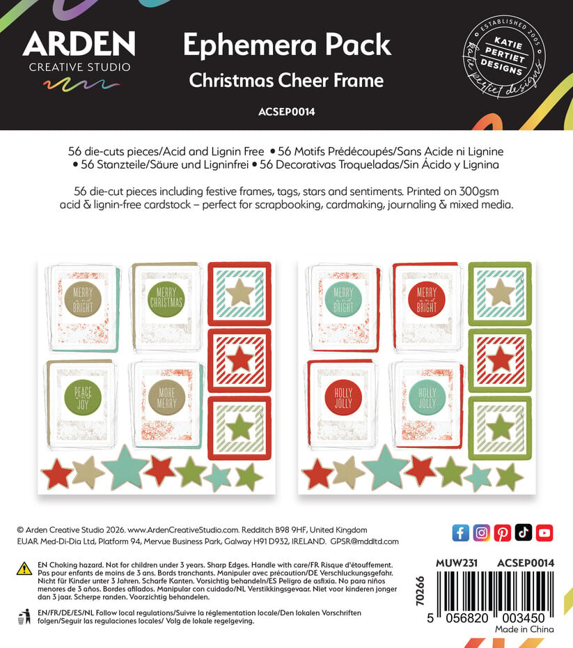 Arden Creative Studio - Christmas Cheer Ephemera Pack Frame (56pcs) by Katie Pertiet