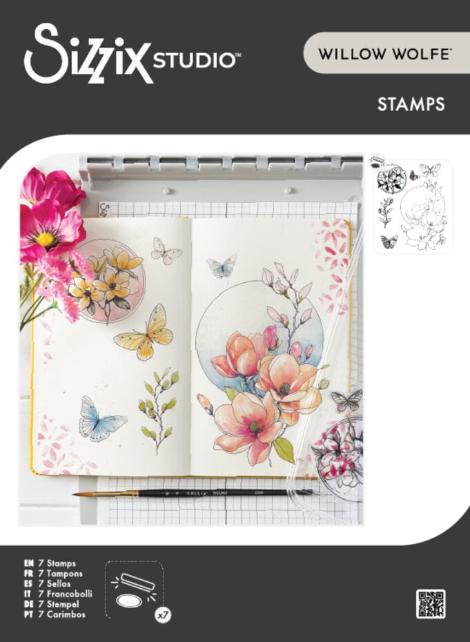 Sizzix - Studio Clear Stamps by Willow Wolfe Magnolia (7pcs)