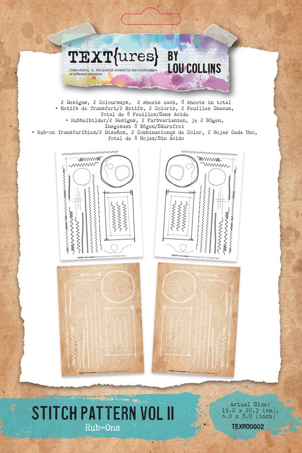 TEXT(ures) - Dragonfly Dreams 6x8 Inch Rub-On Transfer Set Stitch Pattern Vol II by Lou Collins