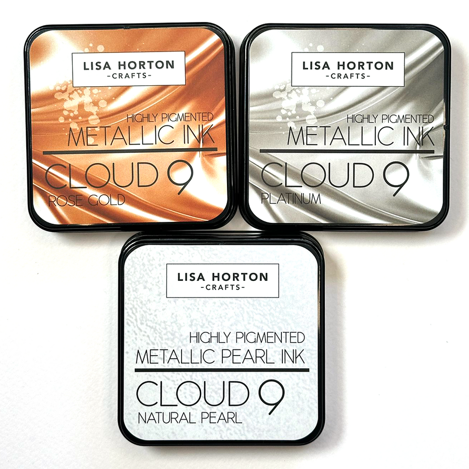 Lisa Horton Crafts - Cloud 9 Metallic Ink - Alchemist Ink Pad Trio Natural Pearl/Platinum/Rose Gold