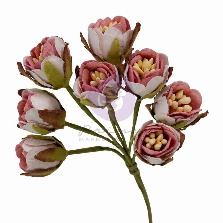 Prima Marketing - Buttons & Keepsakes Flowers Tattered Millinery (8pcs) by Frank Garcia