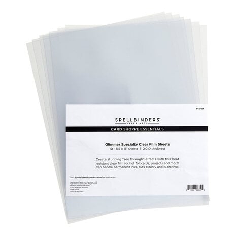 Spellbinders - Glimmer Specialty Clear Film Sheets 8.5x11 Inch (10pcs) Spellbinders - Glimmer Specialty Clear Film Sheets 8.5x11 Inch (10pcs)
