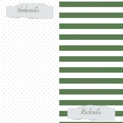 Creative Depot - Designpapier - Basic - Olive - Gepunktet + Breite Streifen - Doppelseitig bedruckt 
