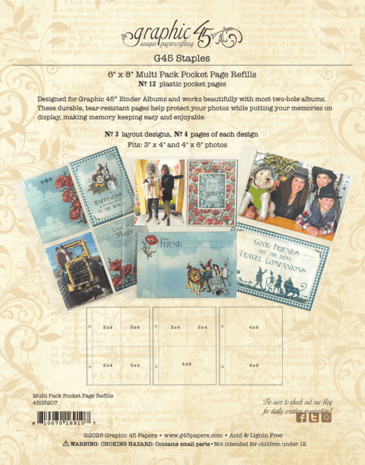 Graphic 45 - Binder Album 6x8 Inch Multi Pack Pocket Page Refills