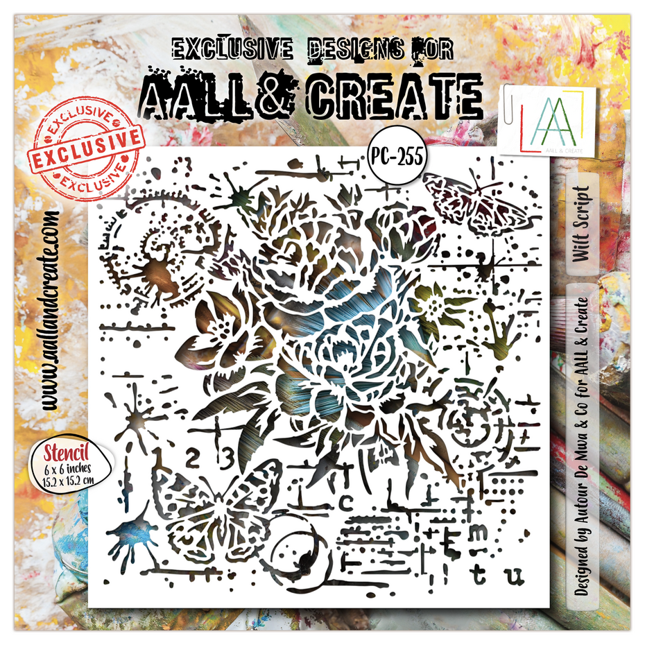 AALL & Create - Petal Cipher 6x6 Inch Stencil Wilt Script