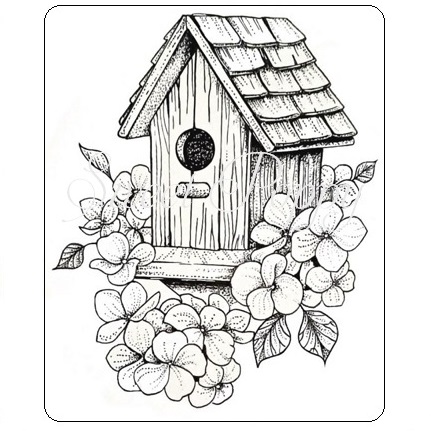 Sweet Poppy Stencil: Bird House Stamp 