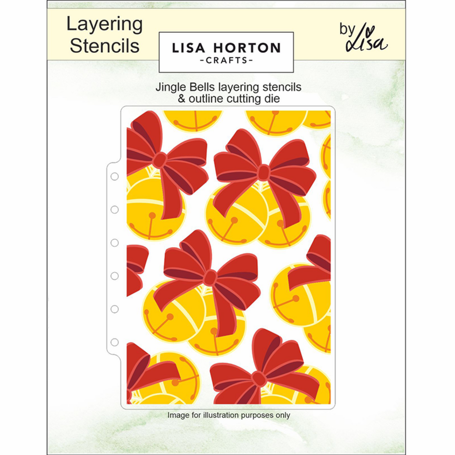 Lisa Horton Crafts - Jingle Bells 5x7 Inch Layering Stencils with Die