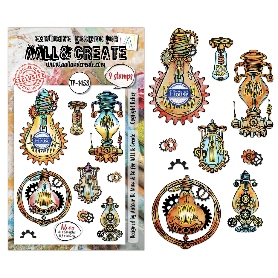 AALL & Create - Gearlight Core A6 Stamp Sets Coglight Relics by Autour De Mwa & Co