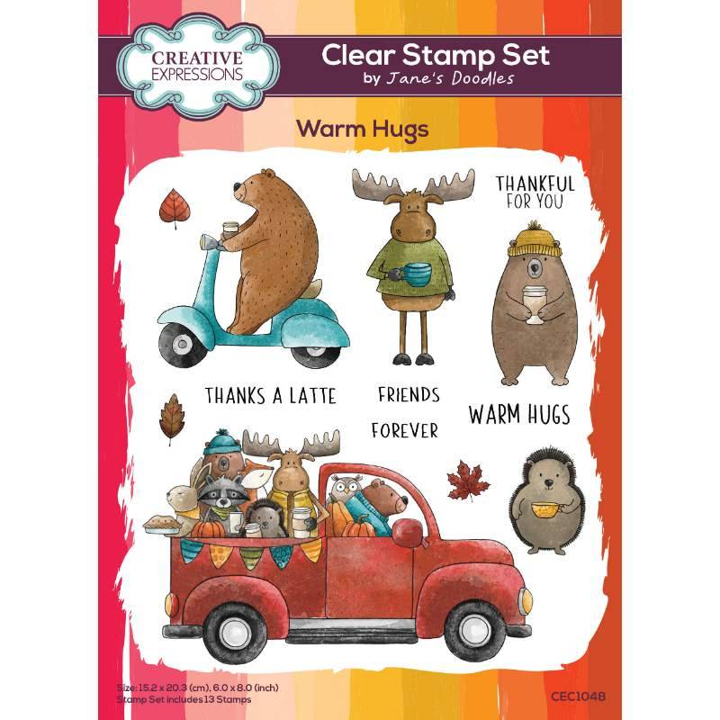 Creative Expressions Jane’s Doodles Warm Hugs 6 in x 8 in Clear Stamp Set