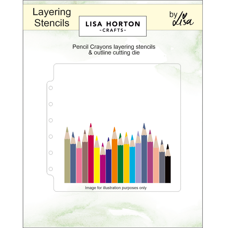 Lisa Horton Crafts - Pencil Crayons 6x6 Inch Layering Stencils and Die