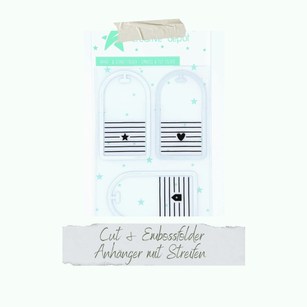 Creative Depot -  Cut & Emboss Folder - Anhänger mit Streifen - 11 x 15,5 cm  Creative Depot -  Cut & Emboss Folder - Anhänger mit Streifen - 11 x 15,5 cm