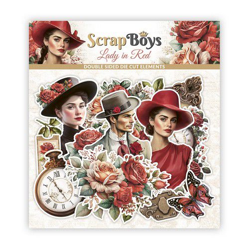 ScrapBoys Lady in Red Die cut elements