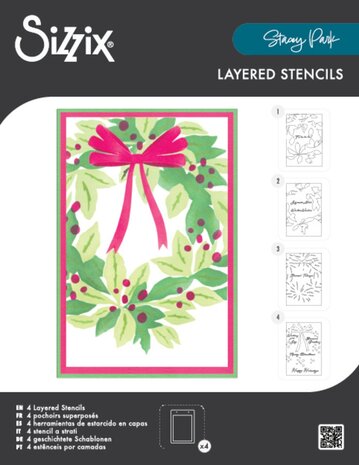 Sizzix • Stencil by Stacey Park A6 A Wreath in Time (4pcs)