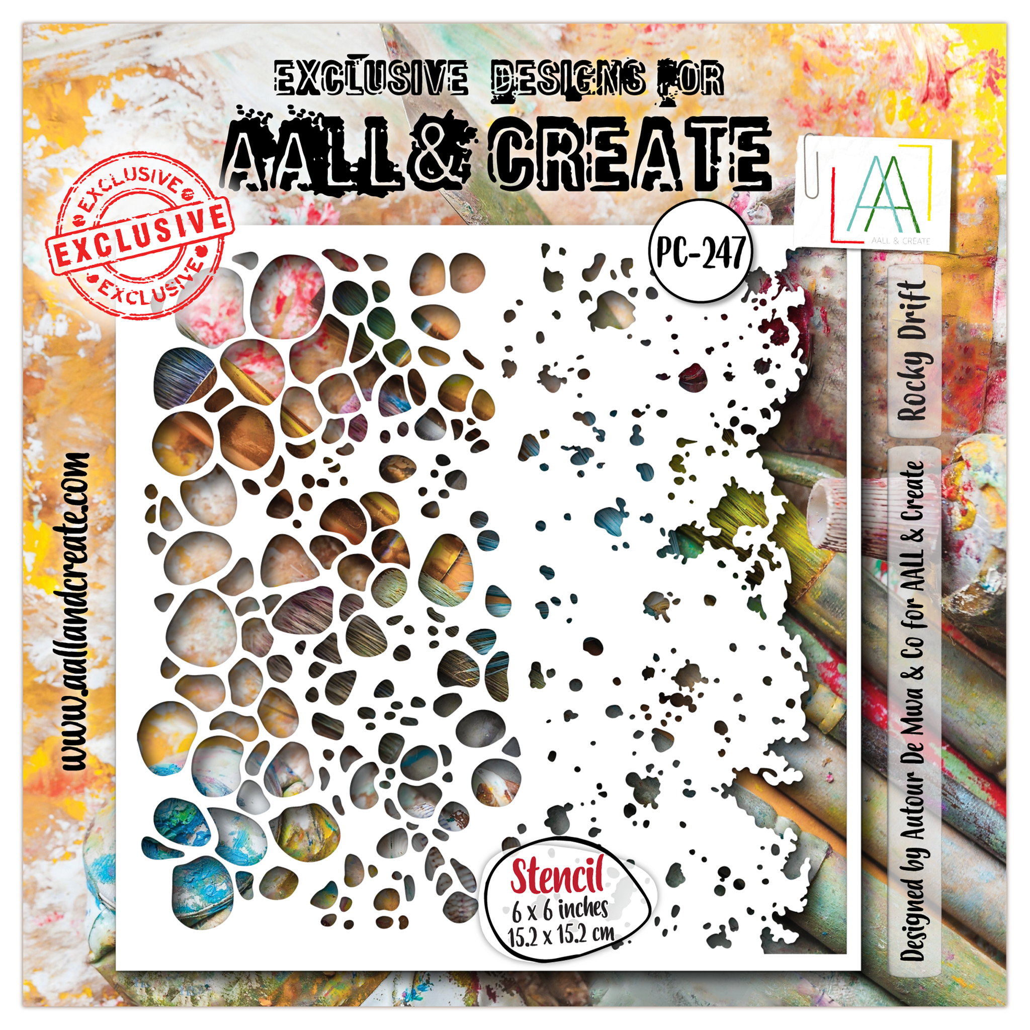 AALL & Create - #247 - 6x6 (inch) Stencil - Rocky Drift