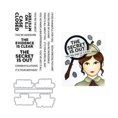 Hero Arts It's No Mystery Stamp & Cut Set from the Case Closed Collection