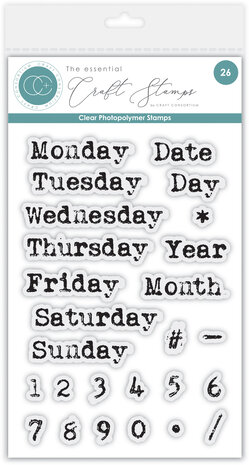 Craft Consortium - Journalling & Mixed Media Phase 2 Clear Photopolymer Stamps Days of the Week