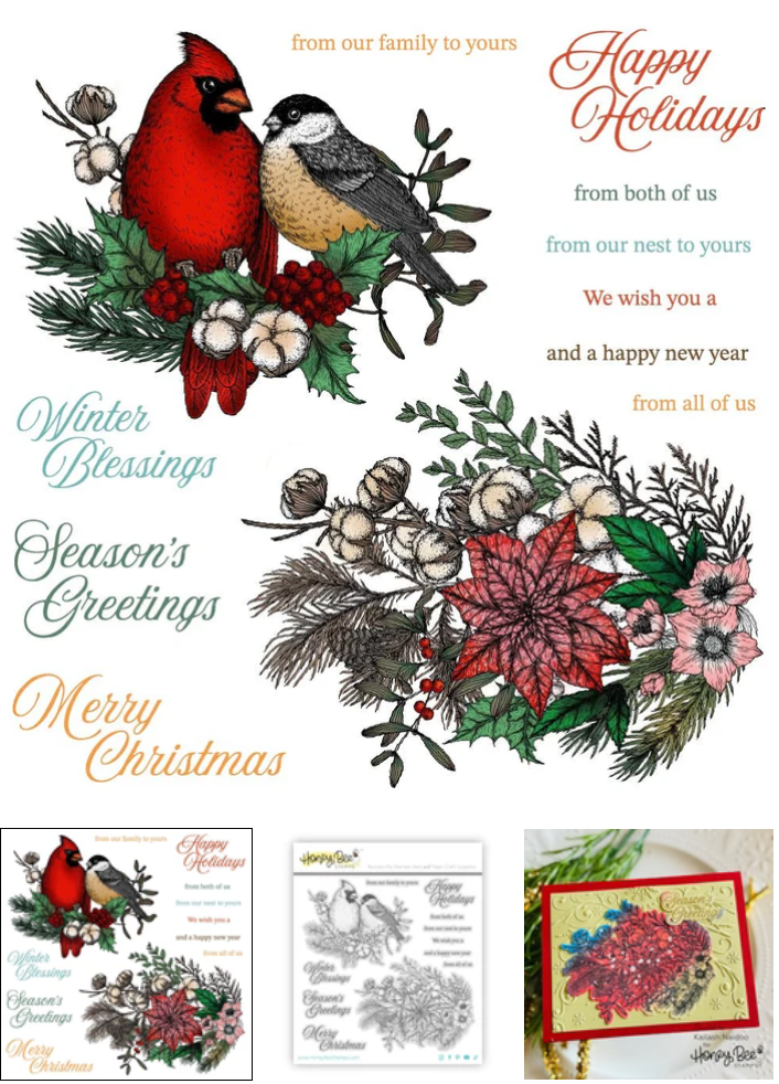 Honey Bee - Winter Song - 6"x 6" Rubber Cling Stamp Set