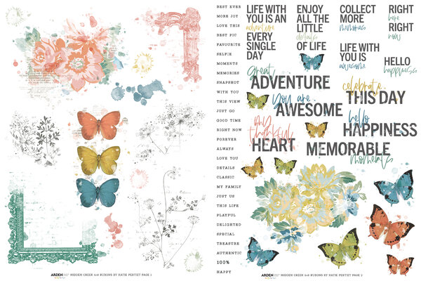 Arden Creative Studio - Page Starters Rub-On-Transfer-Set, 6 x 8 Zoll Arden Creative Studio - Page Starters Rub-On-Transfer-Set, 6 x 8 Zoll