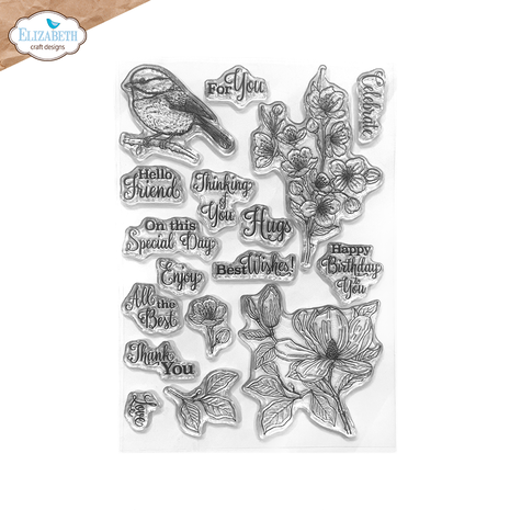 Elizabeth Craft Clear Stamps  - Spring Blossom Stamps Floral Branches & Sentiments 