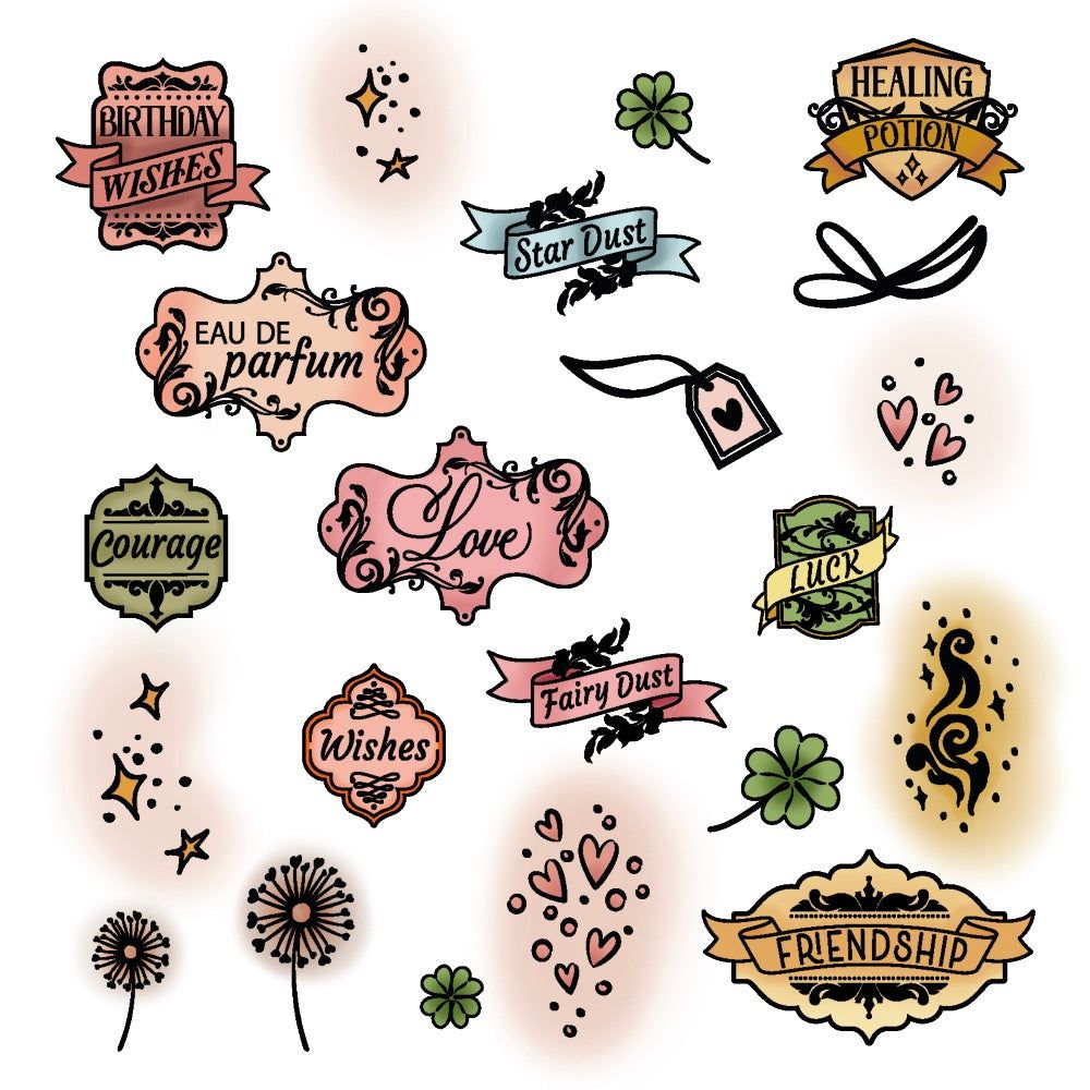 Honey Bee -  Love & Luck Potion Labels - 4x6 Stamp Set - Retiring Honey Bee -  Love & Luck Potion Labels - 4x6 Stamp Set - Retiring