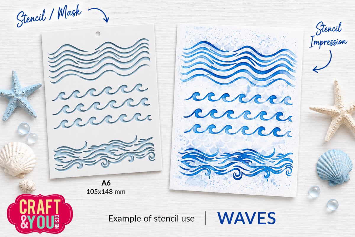 Craft & You Design - Waves A6 Stenci