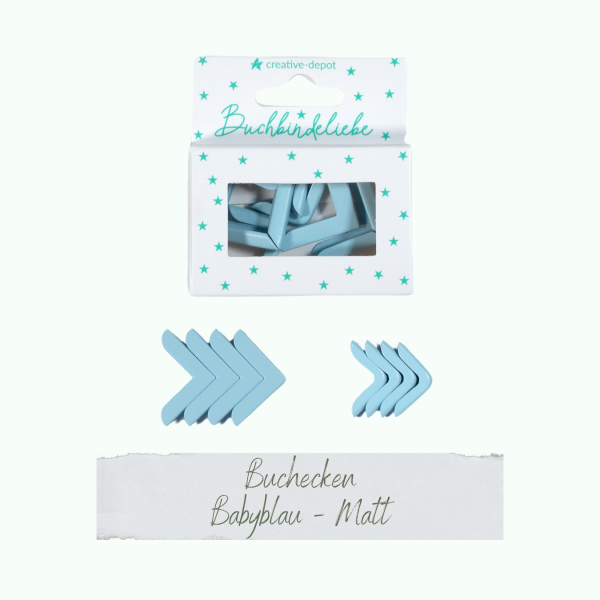 Creative Depot -  Buchecken - Baby Blau - Matt - Buchbindeliebe - 8 Stück  Creative Depot -  Buchecken - Baby Blau - Matt - Buchbindeliebe - 8 Stück