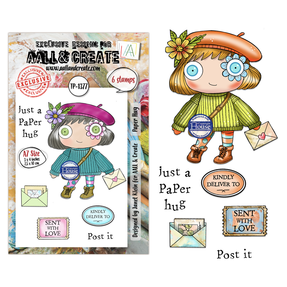 AALL & Create - Post & Ink A7 Stamp Sets Paper Hug by Janet Klein