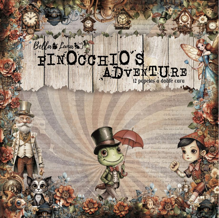Bellaluna Crafts Pad 8x8" Bellaluna Crafts con 12 papeles doble cara Pinocchio's Adventure  Bellaluna Crafts Pad 8x8" Bellaluna Crafts con 12 papeles doble cara Pinocchio's Adventure