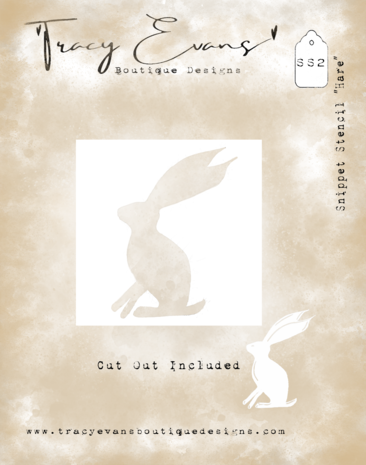 Tracy Evans - Hare 4x4 Inch Snippet Stencil  Tracy Evans - Hare 4x4 Inch Snippet Stencil