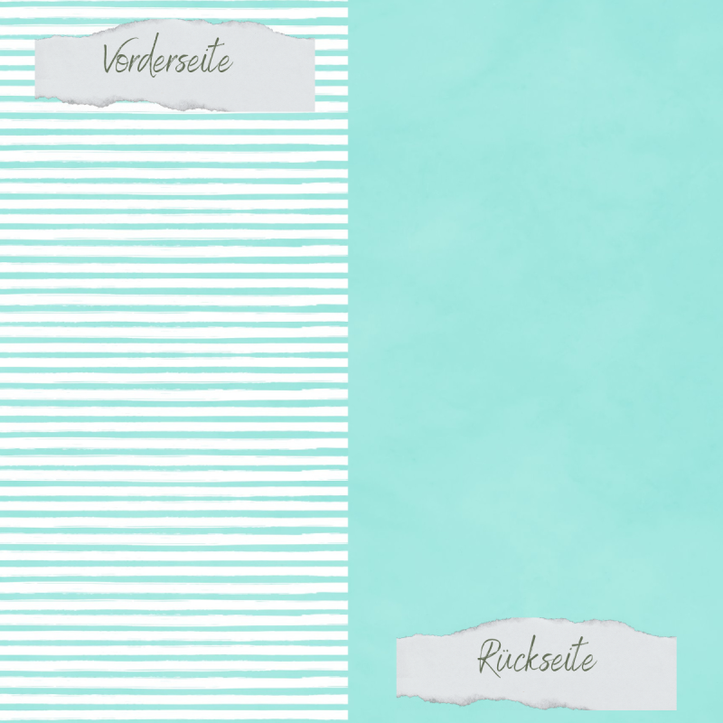 Creative Depot - Designpapier - Basic - Sommerjade - Streifen + Uni - Doppelseitig bedruckt 