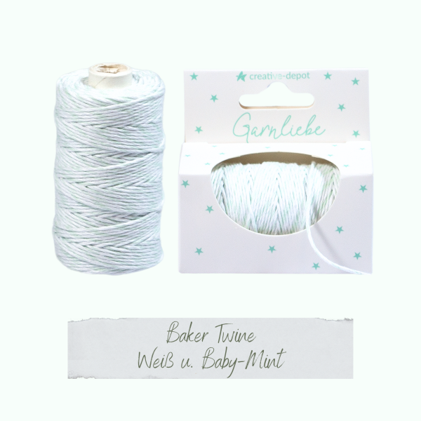 Creative Depot -   Baker Twine - Weiß & Baby-Mint - Garnliebe 