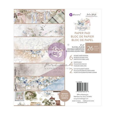 Prima Marketing - Bohemian Heart 6x6 Inch Paper Pad 