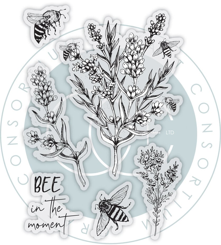 Craft Consortium - Vintage Summer A6 Clear Photopolymer Stamps Bee & Lavender by Olena Kovalova