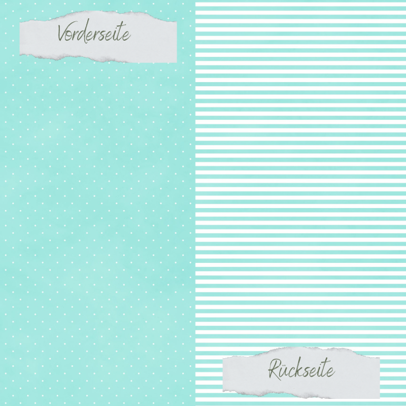 Creative Depot - Designpapier - Basic - Sommerjade - Mini Pünktchen + Schmale Streifen - Doppelseitig bedruckt 