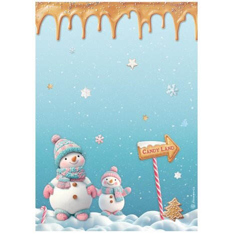 Stamperia - Candy Christmas A4 Rice Paper Snowmen 