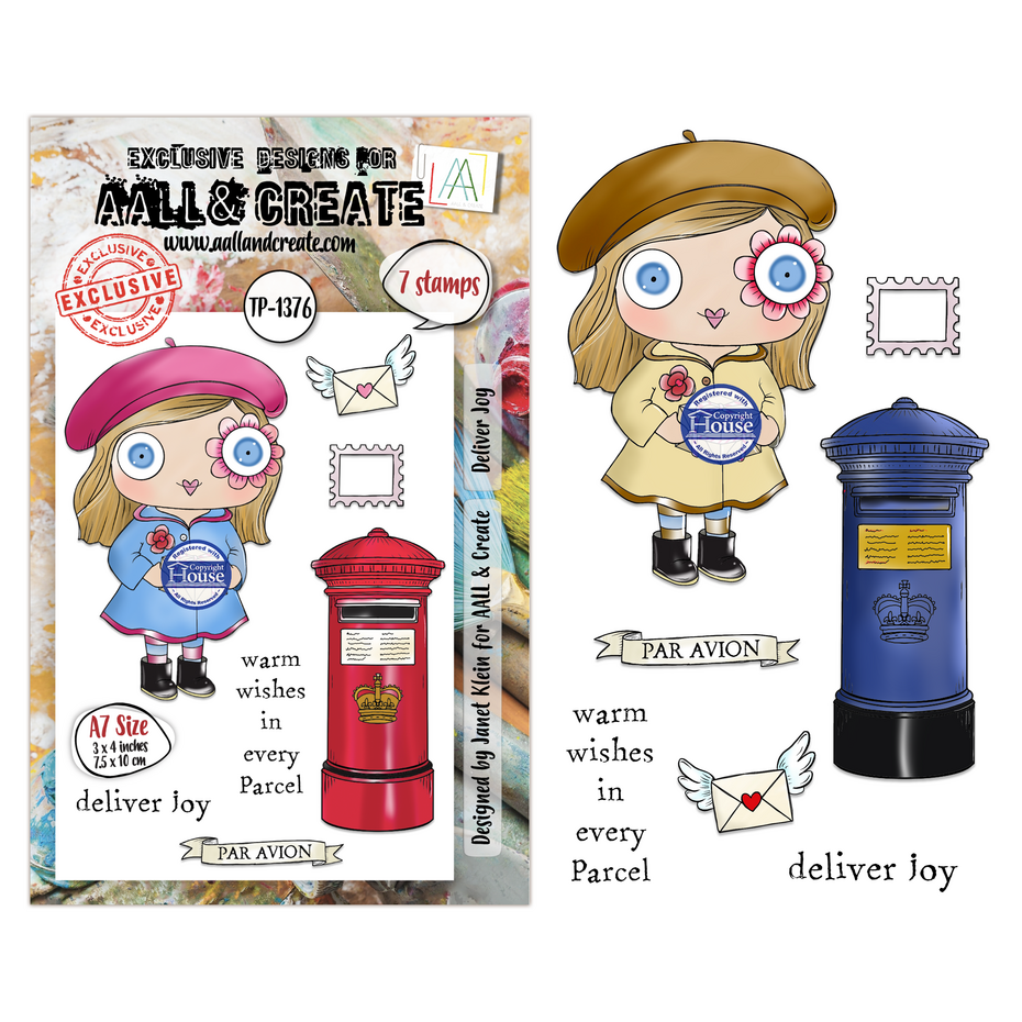 AALL & Create - Post & Ink A7 Stamp Sets Deliver Joy by Janet Klein