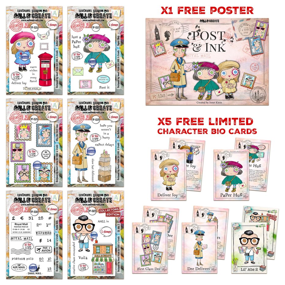 AALL & Create - Post & Ink A5 Stamp Bundle by Janet Klein
