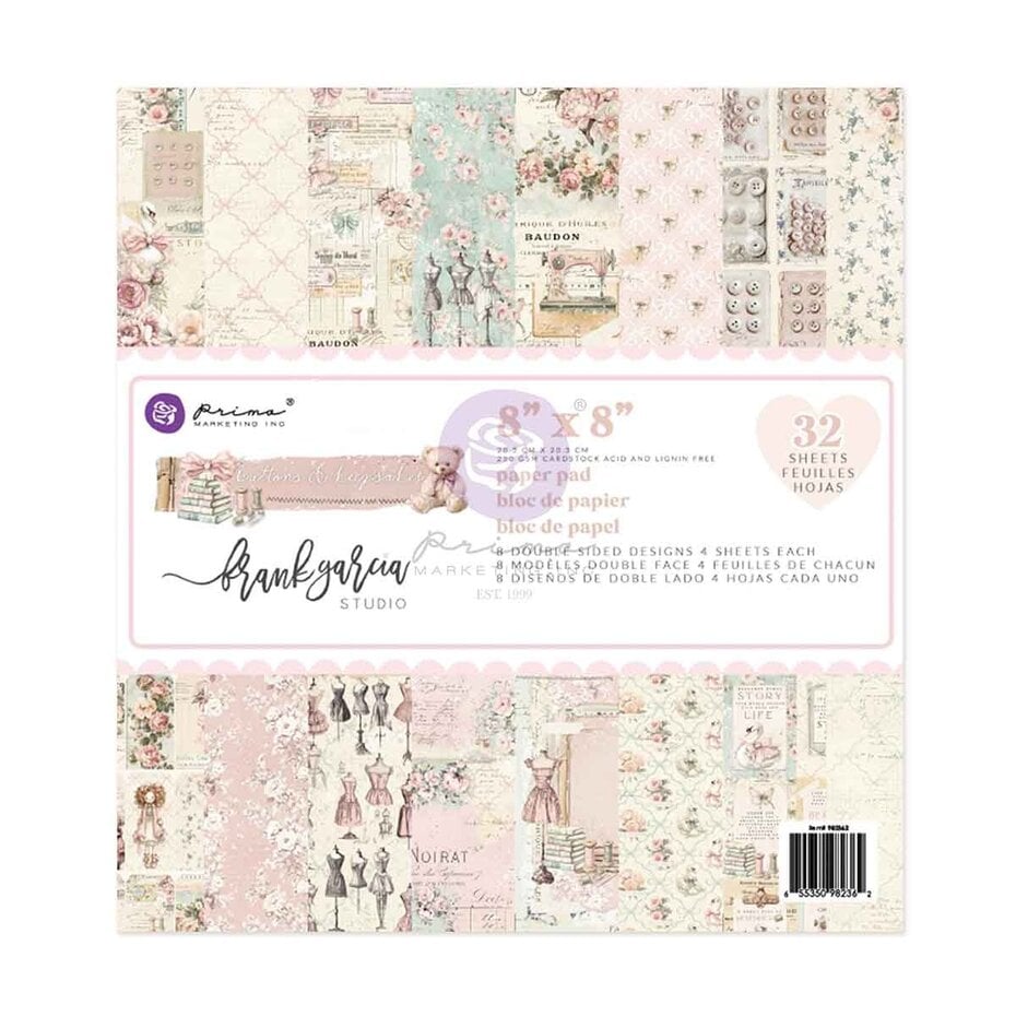Prima Marketing - Buttons & Keepsakes 8x8 Inch Paper Pad by Frank Garcia