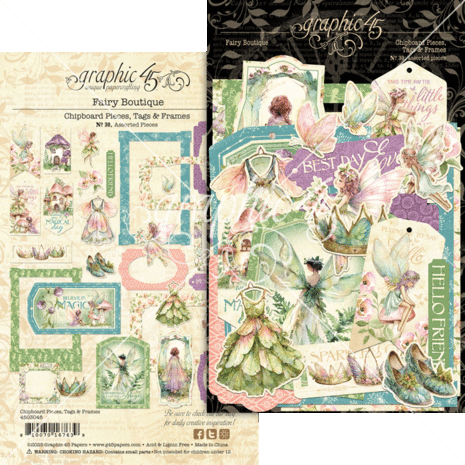 Graphic 45 Fairy Boutique Chipboard Pieces, Tags & Frames