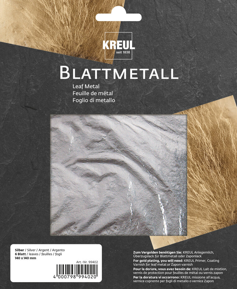 KREUL 140x140mm Leaf Metal Silver (6pcs)