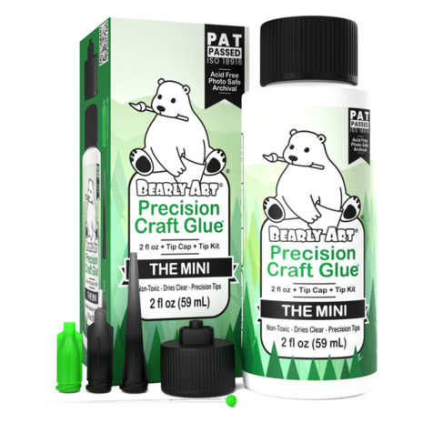 Bearly Art -Precision Craft Glue - THE MINI 2 fl oz + Tip Kit 